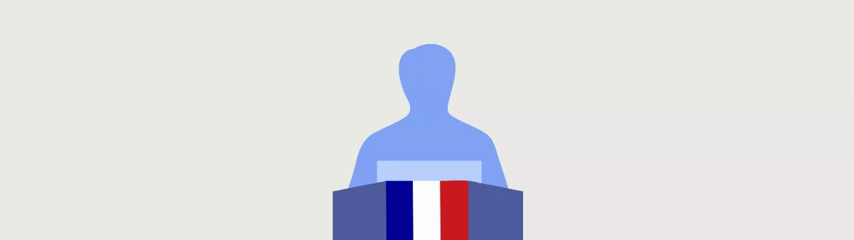 Silhouette bleue à un pupitre tricolore